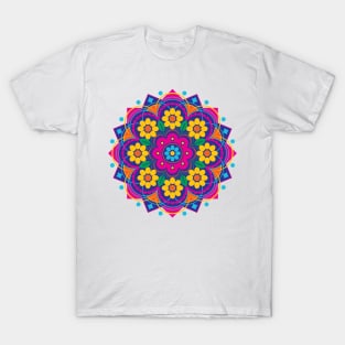 Bright, Colorful Flower Mandala T-Shirt